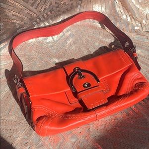 COACH Soho Baguette Red Leather Shoulder Bag